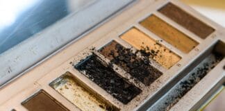 Paleta cieni do powiek w neutralnych odcieniach z widocznym pyłem